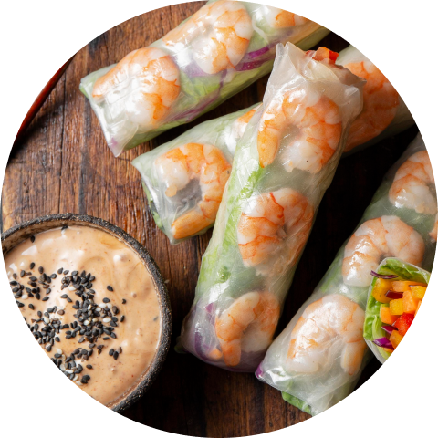 Fresh Spring Rolls with Burdock & Sesame Dressing