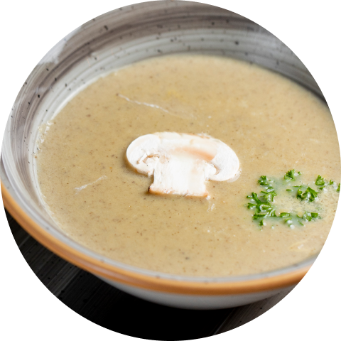 Mushroom Cream Soup with Dashi Soy Sauce