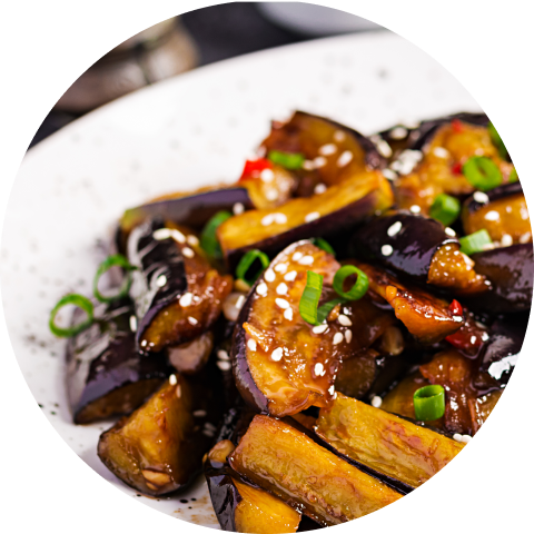 Tofu and Eggplant Stir-Fry with Onion Dressing